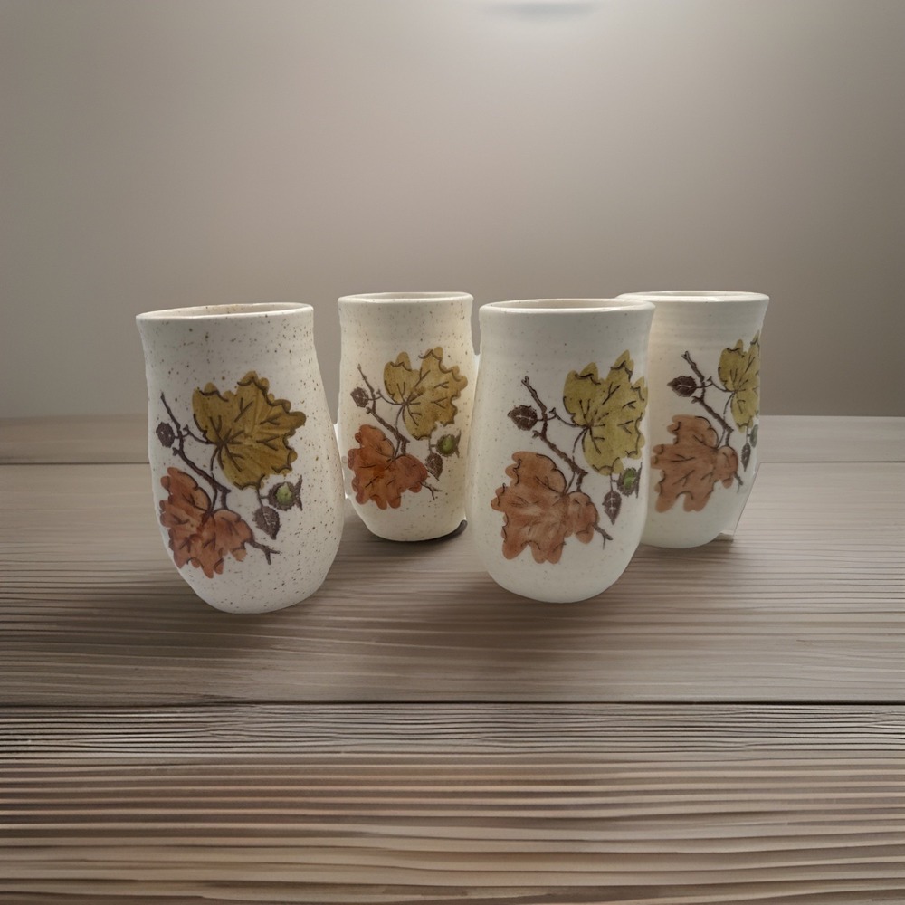Metlox‎ Poppytrail Woodland Gold - Tumbler  14-oz Cups 1950s MCM Set Of 4